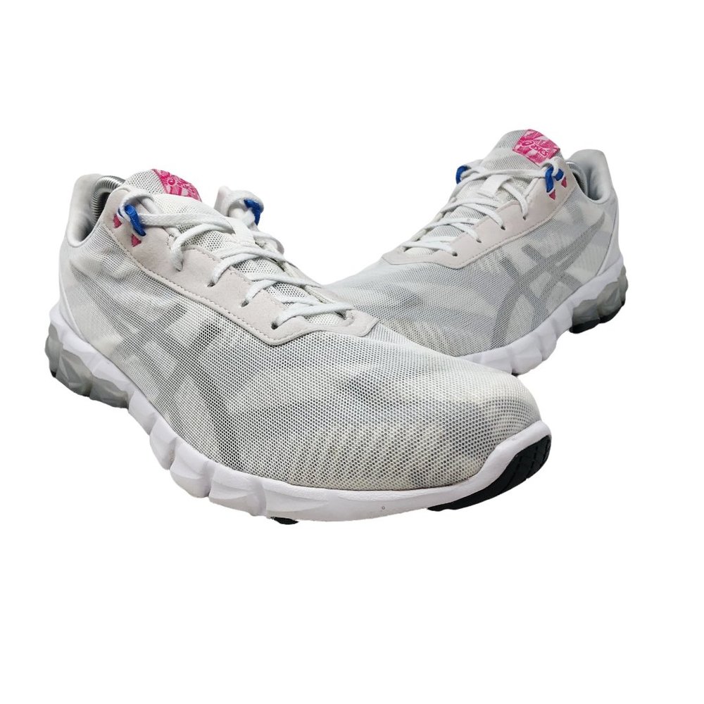 Asics Women's White Mesh Running Shoes with Pink & Blue Accents
